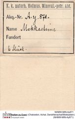 Etiketten zu Quarz (Chalcedon, Achat, Dendritenachat/Mokkastein) (NHMW-MIN-Ay871)